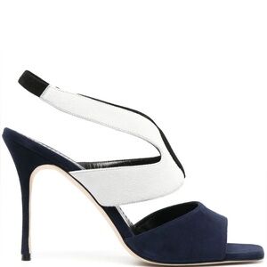 Manolo Blahnik Blue Fifino 105 Suede Sandals NWT